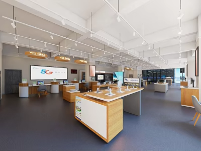 Modern Digital Store Interior With Spacious Layout Display Counters And Electronic Products 3d model
