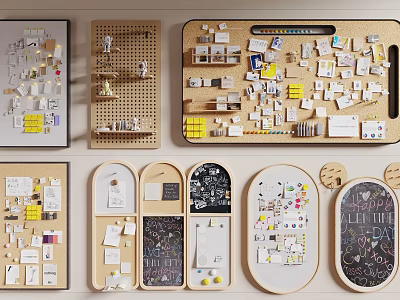 Creative Wall Decor With Pegboard Memo Boards Hanging Notes And Small Decorations 3d model