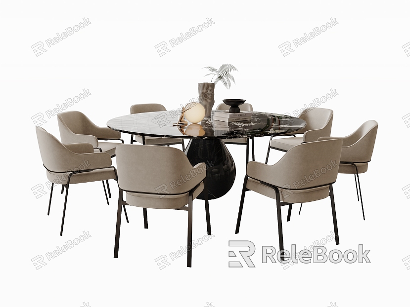 Round Dining Table and Chair model