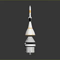 Detailed Multi Stage Rocket Model With White Gold And Black Sections For Space Exploration 3d model