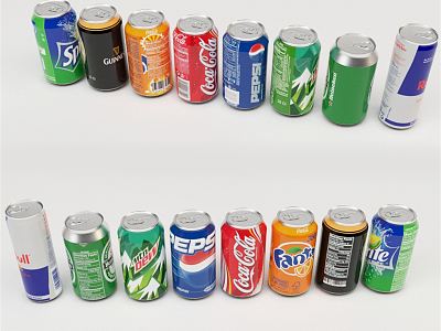 Modern Beverage Can Beverage Soda Can Coca-Cola Fanta Pepsi Sprite Montana Guinness Heineken model