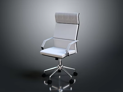 Modern Office Chair With High Back White Cushion And Metal Wheel Base 3d model