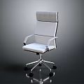 Modern Office Chair With High Back White Cushion And Metal Wheel Base