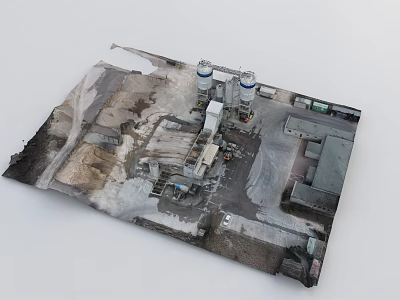 Modern Industrial Factory Plant Featuring Silos Trucks Storage Yards And Buildings 3d model