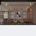 Modern Elegant KTV Lobby with Chandeliers Sofas Marble Bar Counter and Decorative Painting 3d model
