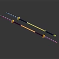Double Long Handle Weapons With Black Gold Accents And Silver Blades
