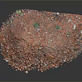 Red Gravel Processing Equipment With Mixed Stone Chips And Grey Background 3d model
