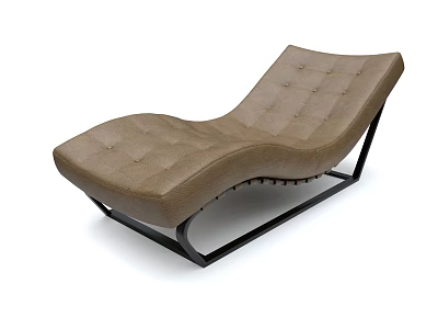 Modern Brown Leather Lounge Chair With Button Tufted Design And Black Metal Frame 3d model