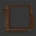 Vintage Wooden Room Structure With Bookshelves Fireplace Lattice And Trunks On Rug