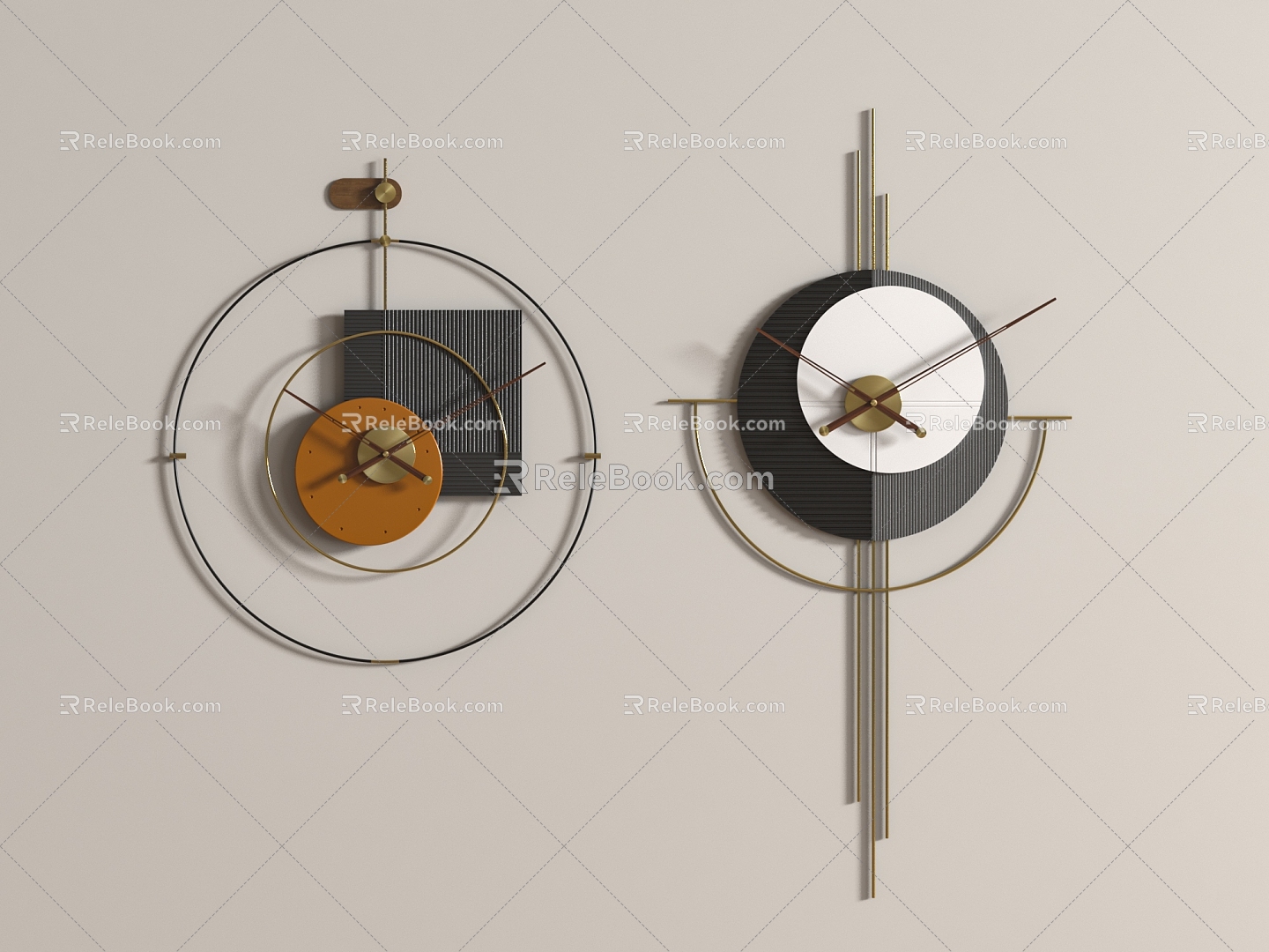 modern wall clock combination clock clock clock wall clock 3d model