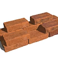 Red Building Bricks Stacked In Various Structural Patterns For Construction 3d model