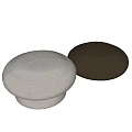 Modern Minimalist Fabric And Leather Sofa Stools In Gray And Brown Round Top Design