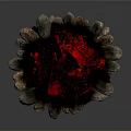 Natural Stone Formation With Red Lava Like Center And Surrounding Rocks