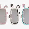 Cute Rabbit Ear Shaped Mirrors in Pink Gray Blue for Children Nursery Decor
