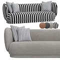 Stylish Black and White Striped Sectional Sofa with Light Gray Version Decorative Pillows and Color Options