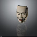 Traditional Handcrafted Costume Mask Featuring White Base And Colorful Facial Details