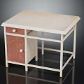 Stylish Furniture Table With Marble Top White Frame And Wooden Cabinet Storage