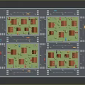 Cartoon Residential Area Scene With Orange Roof Houses Arranged Streets Green Lawns And Cars