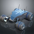 Futuristic Exploration Rover With Large Metallic Wheels Antennas And Streamlined Reflective Body