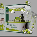 Green Themed Food Booth With Balloon Decorations And Product Display For Delicious Light Enjoyment