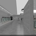 Modern Clothing Store Interior With Racks Of Blue Gray White Garments And Display Shelves