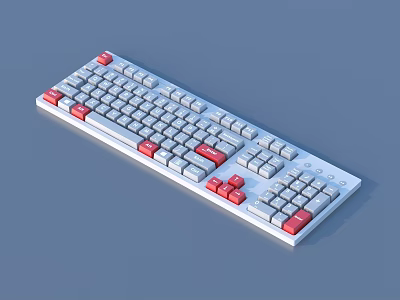 Mechanical Keyboard With Gray And Red Keycaps For Home Office Daily Use 3d model
