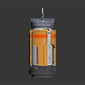 Modern Futuristic Mechanical Component Featuring Metallic Structure Transparent Golden Panels And Silver Base