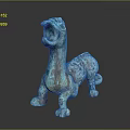 Ancient Bronze Mythical Beast Sculpture With Turquoise Patina Open Mouth And Curled Tail