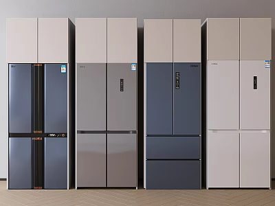 Multiple Modern Refrigerators and Freezers in Different Colors and Styles for Kitchen 3d model