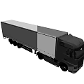 Gray Semi Truck With White Enclosed Trailer And Large Cargo Capacity