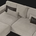Modern Sectional Sofa Design With Neutral Fabric Plush Pillows And Modular Sections 3d model