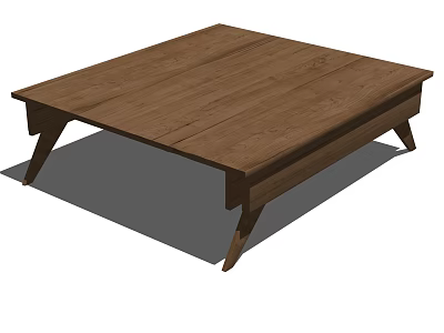 Wooden Square Coffee Table With Simple Design And Four Legs For Living Room 3d model