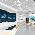 Modern Exhibition Hall Interior With Tech Display Wall Multimedia Infographics And Model 3d model
