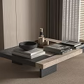 Modern Minimalist Coffee Table With Stacked Books And Decorative Bowl In Living Room Interior