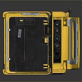 Yellow Protective Device Case Open Showing Internal Buttons And Ports Details