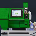 Green Industrial Equipment Equipped With Display Screen Bottles And Storage Cabinet Below