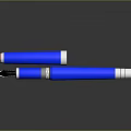 Blue Fountain Pen With Silver Cap And Reflective Metallic Finish Design