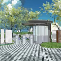 Modern Building Exterior Wall With Glass Curtain At Apartment Entrance Surrounded By Trees And Lawn