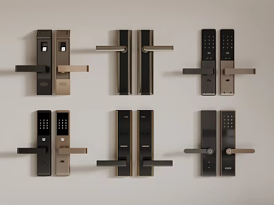 Modern Smart Door Handles With Various Designs Black And Gold Keypad Locksets For Home 3d model