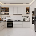 Modern Kitchen Interior Design With White Cabinets Marble Island And Built In Appliances