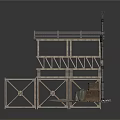 Industrial Metal Scene Structure With Multi tiered Platform Ladder And Storage Boxes