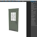 Two Green Swing Doors With Glass Panel Left And Metal Grid Right Featuring Metal Handles
