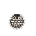 Spherical Crystal Chandelier With Metal Geometric Grid And Illuminated Crystal Accents