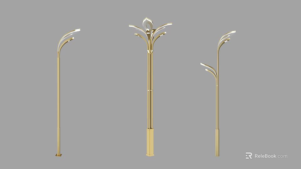 Modern Golden Lanterns With Various Stylish Outdoor Designs And Metal Frames 3d model 