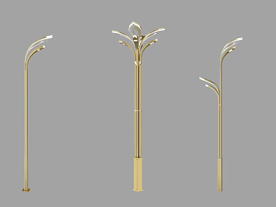 Modern Golden Lanterns With Various Stylish Outdoor Designs And Metal Frames 3d model