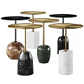 Modern Elegant Side Tables with Marble Bases and Brass Metal Frames 3d model
