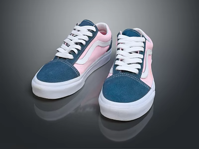 Classic Canvas Sneakers Blue Pink White Casual Stylish Low Top Design 3d model