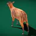 Realistic Full Body Brown And White Striped Tapir Standing On Green Background