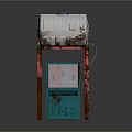 Water Dispensing Equipment With Red Metal Stand White Storage Bucket And Blue Control Cabinet
