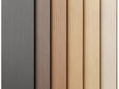 Various Colored Textured Wooden Panels With Natural Grain For Interior Design 3d model